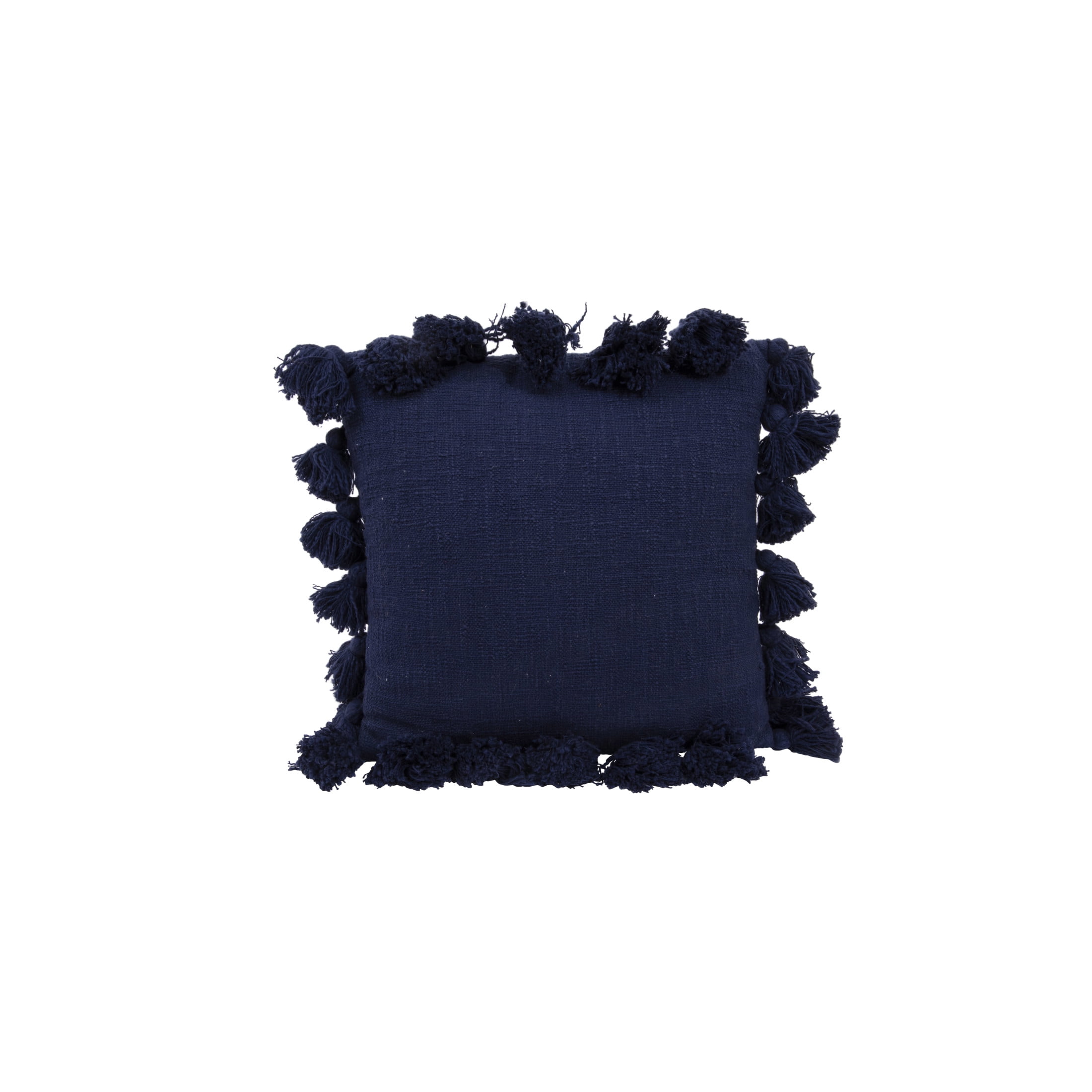 Navy Cotton Square Pillow with Tassels