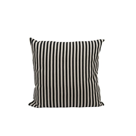 Creative Co-Op Woven Cotton Striped Pillow, Black and Cream
