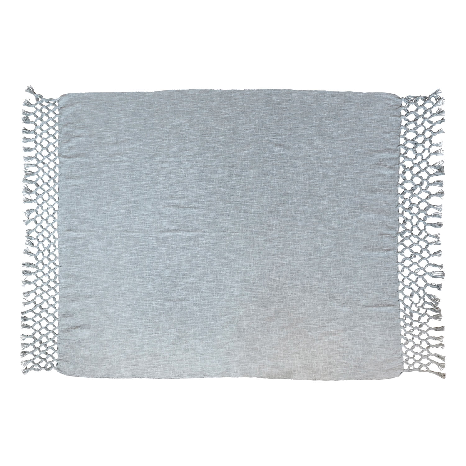 Aqua Blue Crocheted Cotton Throw Blanket 60" x 50"