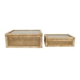 thumbnail image 1 of Creative Co-Op Woven Rattan Display Boxes with Glass Lids & Fir Wood Frame (Set of 2 Sizes), 1 of 5