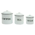 thumbnail image 1 of Creative Co-op Coffee Tea Sugar Enamel Metal Containers with Lids Set, 1 of 2