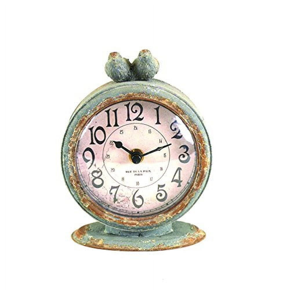 Creative Coop Grey Pewter Mantel Birds Clocks, Pack of 1