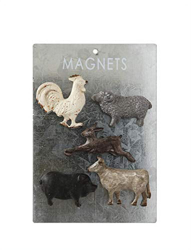 Rustic Pewter Farm Animal Magnets Set of 5