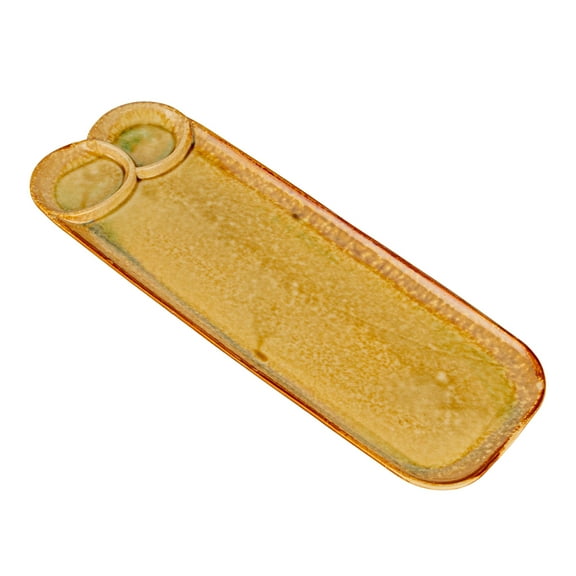 Bloomingville Stoneware Platter with 3 Sections, Reactive and Crackle Glaze, Caramel Color