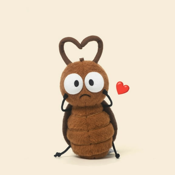 Creative Cockroach Plush Toy Soft Stuffed Insect Doll Funny Heart Antenna Design Weird Cute Plushies Throw Pillow Prank Prop Birthday Gift for Kids Friends