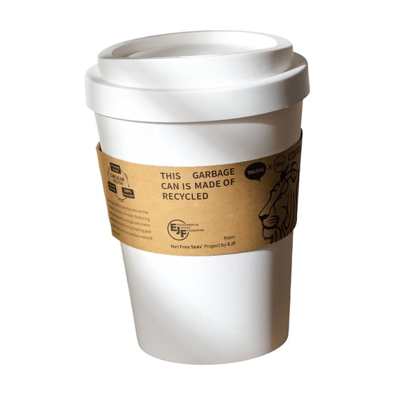 Creative Coffee Cup Shaped Trash Can With Swing Top Sturdy PP Plastic For Kitchen Workplace Bedroom Bathroom
