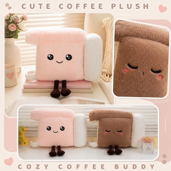 Creative Coffee Machine Plush Cute Coffee Maker Stuffed Doll Novelty Throw Pillow Desk Companion Sofa Decor Pie Birthday Gift for Coffee Lovers Friends Teens and Family , Coffee