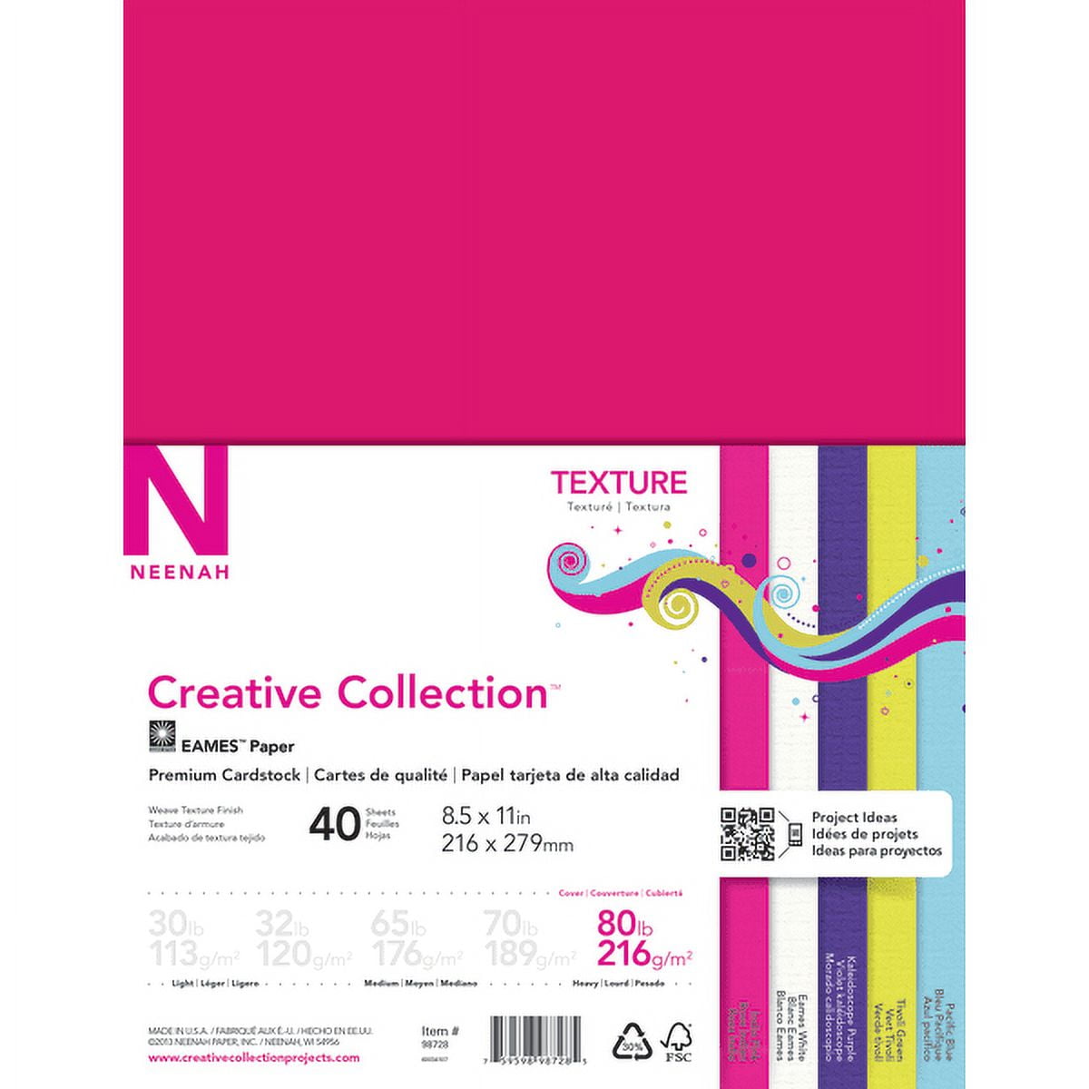 NEENAH CREATIVE COLLECTION, CARDSTOCK, 8-1/2 x 11, 3 UNOPENED PACKS OF  100