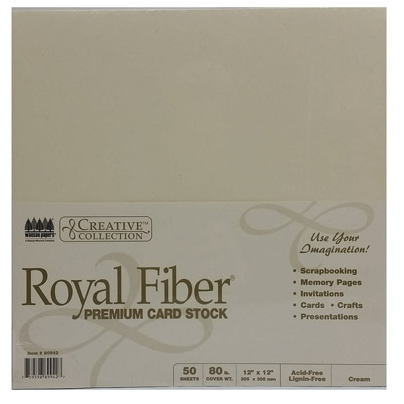 Creative Collection Royal Fiber Premium Cream Card Stock 50 Sheets 12"x12"