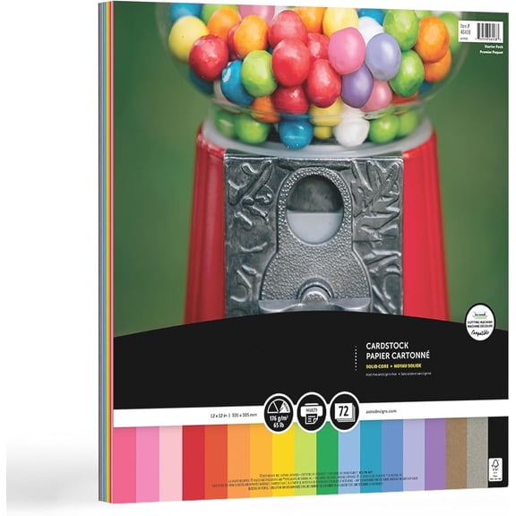 Creative Collection Starter Kit Cardstock, 12" x 12", 65 lb/176 gsm 18-Color Assortment, 72 Sheets