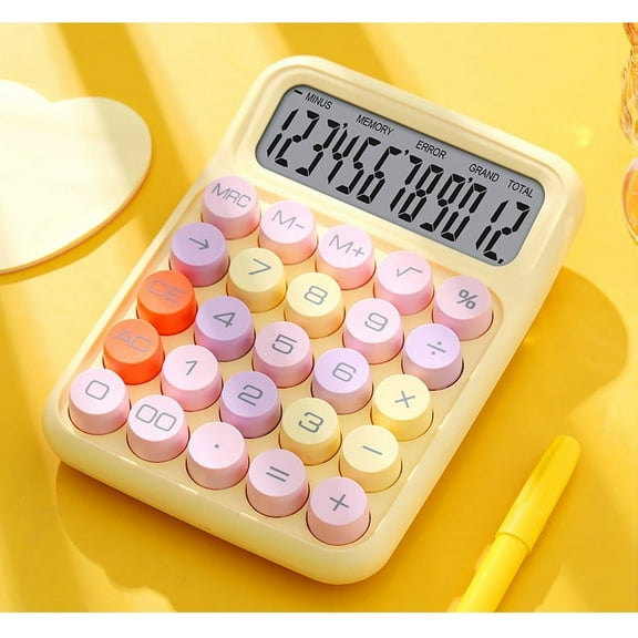 Creative Colorful Candy Colored Electronic Calculator,4 Function Calculator, 12 Digits LCD Display and Large Button, bubble Cute Calculator for Office, School, Home