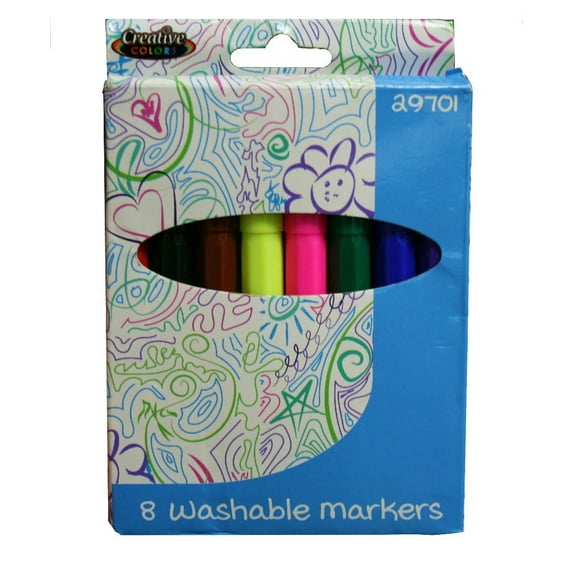 Creative Colors 8 Washable Markers Broad Tip