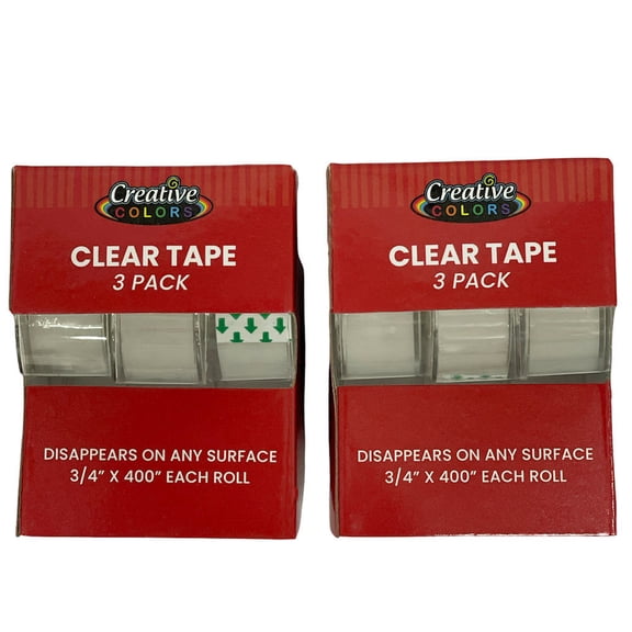 Creative Colors Clear Tape, 2 Pack, 3/4" x 400" Rolls