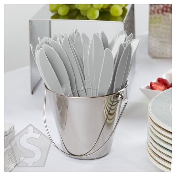 Creative Converting 010586B 7 1/2" Shimmering Silver Heavy Weight Premium Plastic Knife - 600/Case