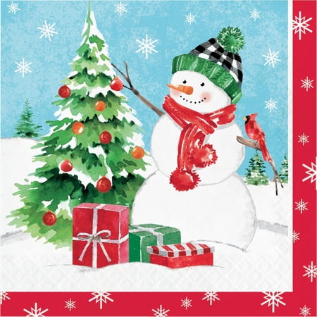 Snowflakes and Snowmen Paper Lunch Napkins 16 Per Pack