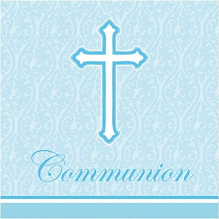 Creative Converting 18 Count Communion Lunch Napkins, Faith Blue