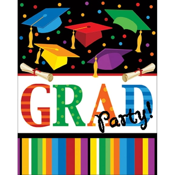 Creative Converting 25 Count Graduation Fest Invitation Cards, Multicolor