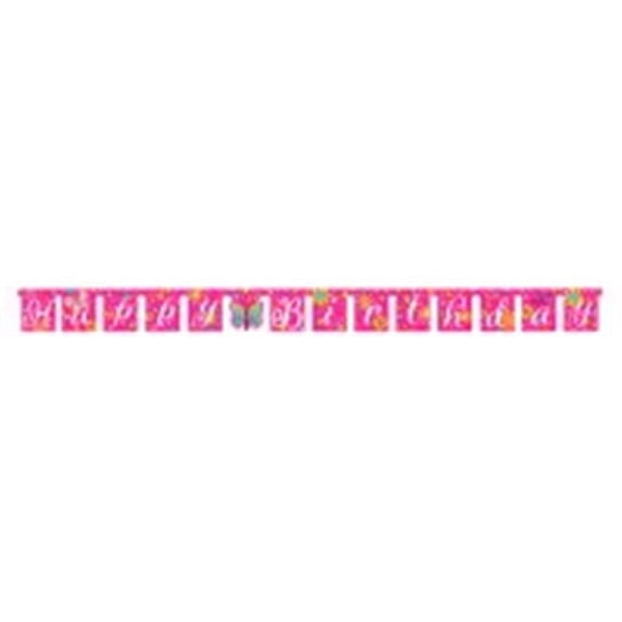 Creative Converting 295691 Butterfly Sparkle - Jointed Banner, Large, Happy Birthday - Case of 12