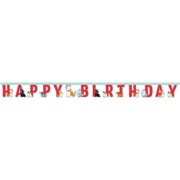 Creative Converting 336659 Dog Party Happy Birthday Banner