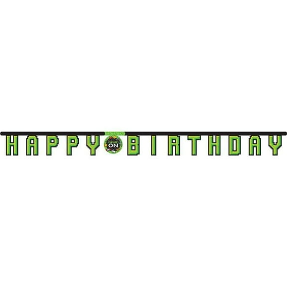 Creative Converting 336671 Video Game Party Happy Birthday Banner