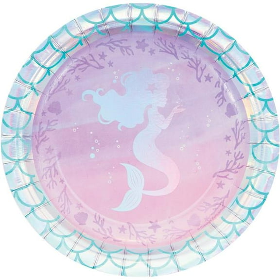 Creative Converting 336703 Iridescent Mermaid Party Dessert Plates, 8 Count