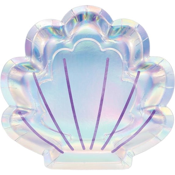 Creative Converting 336719 Iridescent Mermaid Party Shaped Paper Plates, 8 Count