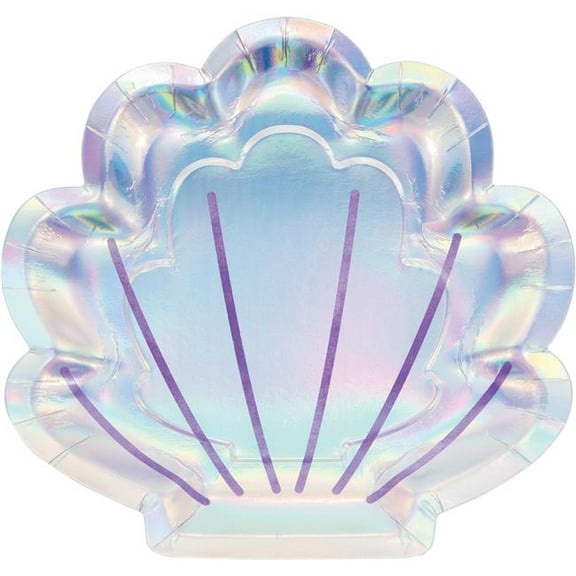Creative Converting 336719 Iridescent Mermaid Party Shaped Paper Plates, 8 Count