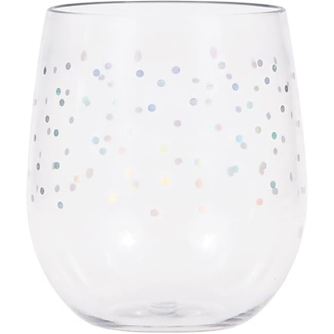 Creative Converting 336727 14 oz Plastic Stemless Wine Glass by Elise -  Iridescent Dots - Walmart.com