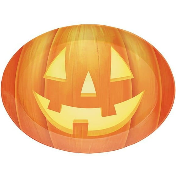 Creative Converting 339321 10 x 14 in. Pumpkin Oval Plastic Tray