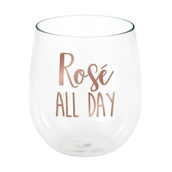 Creative Converting 340039 Rose All Day Plastic Stemless Wine Glass