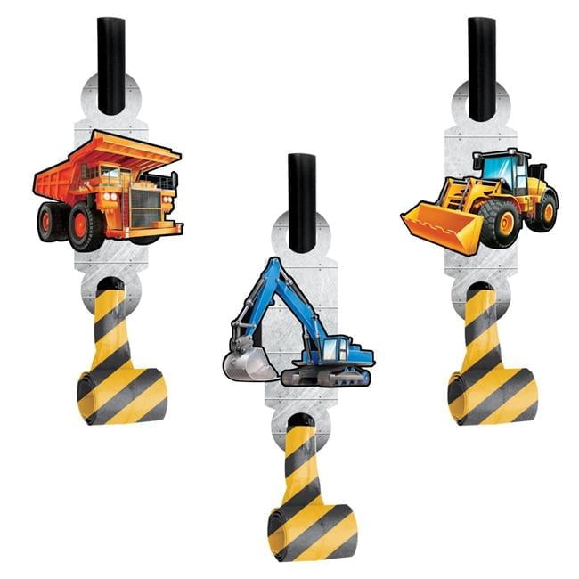 Creative Converting 340052 Big Dig Construction Party Blowers, 8 Count