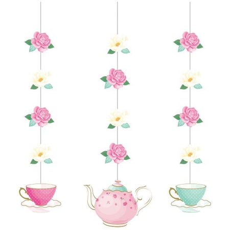 Creative Converting Floral Tea Party Hanging Cutouts, 3 ct