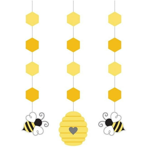 Creative Converting 340103 Bumblebee Baby Shower Hanging Decorations, 3 Count