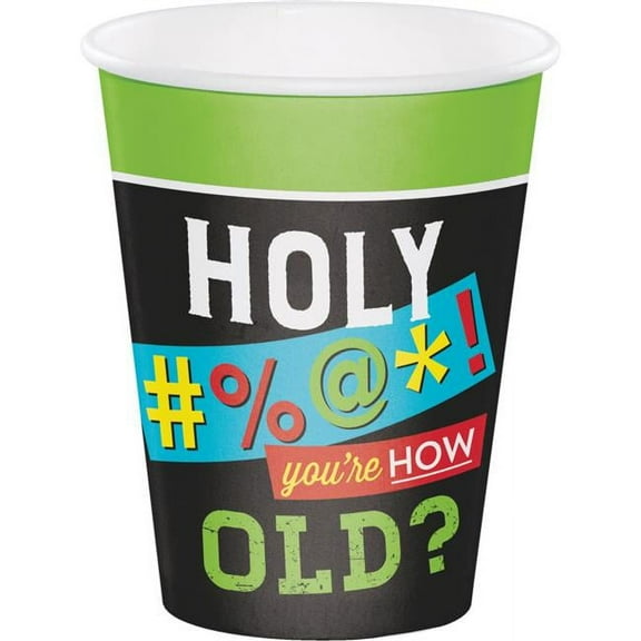 Creative Converting 340114 Old Age Humor 12 oz Paper Cups, 8 Count