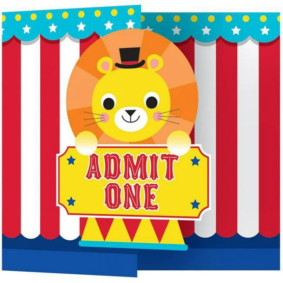 Creative Converting 340140 Circus Animals Invitations, 8 Count