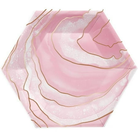 Creative Converting 340166 Rose All Day Geode Paper Plates, 8 Count