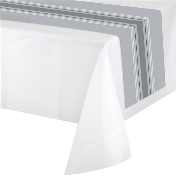 Creative Converting 340240 Gray Ticking Stripe Plastic Table Runner