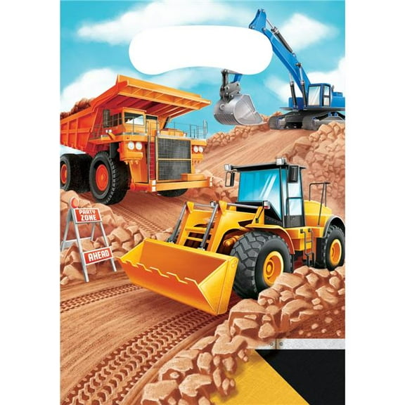 Creative Converting 340474 Big Dig Construction Favor Bags, 8 Count