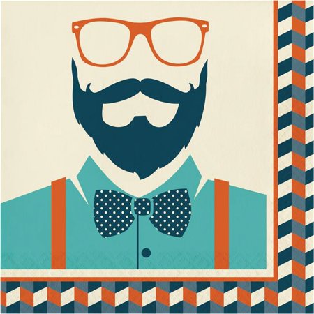 Creative Converting 346262 6.5 x 6.5 in. Hipster Birthday Luncheon 1 by 4 Fold 2-Ply Tissue Napkins - 192 Count