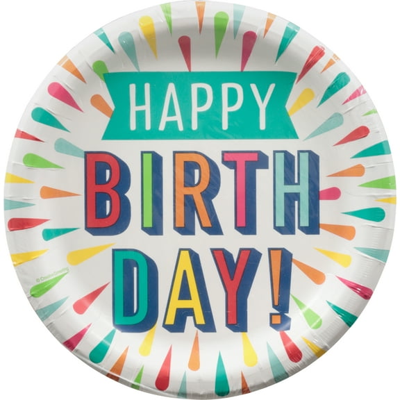 Creative Converting 346324 9 in. Birthday Burst Dinner Plates - 96 Count