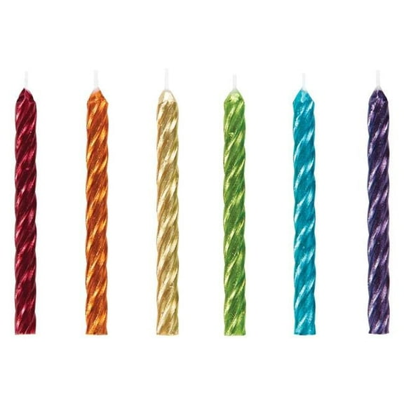 Creative Converting 347182 Spiral Rainbow Metallic Candle - 288 Count