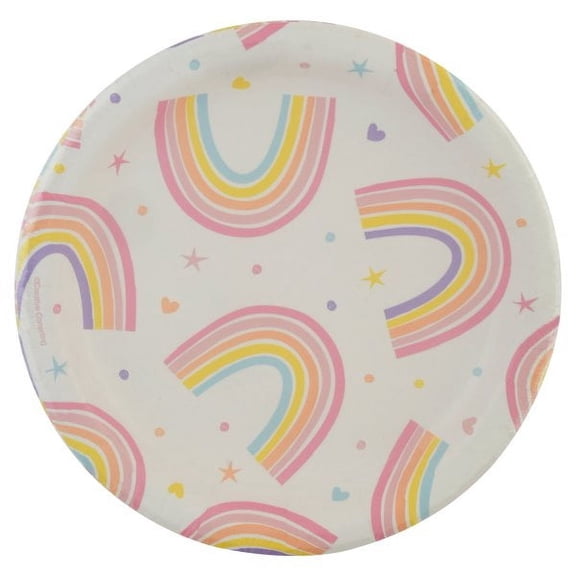 Creative Converting 352004 7 in. Happy Rainbow Luncheon Plate, Multi Color