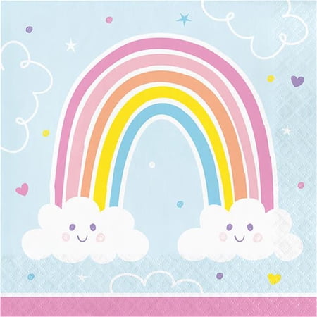 Creative Converting 352005 6.5 x 6.5 in. Happy Rainbow Luncheon Napkin, Multi Color