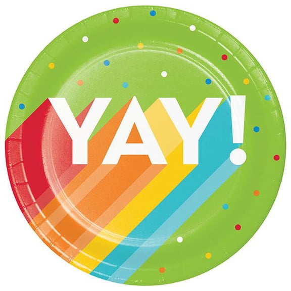 Creative Converting 352011 7 in. Happy Birthday Bash Luncheon Plate, Multi Color