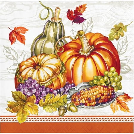 Creative Converting 352847 Plentiful Cornucopia Beverage Napkin
