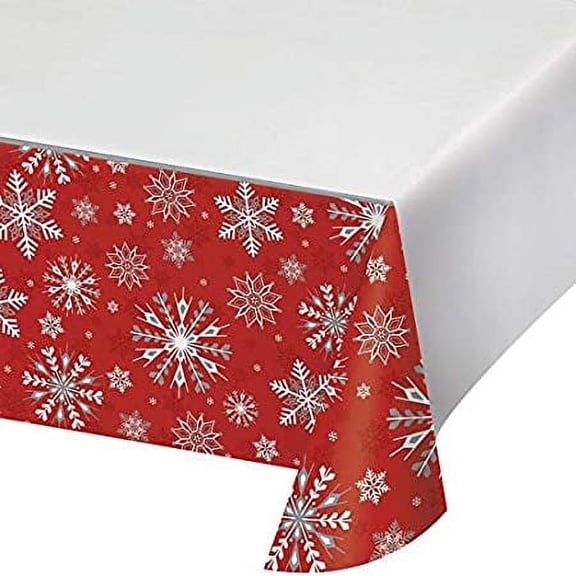 Creative Converting 352927 54 x 102 in. Border Print Winter Snowflakes Paper Tablecover