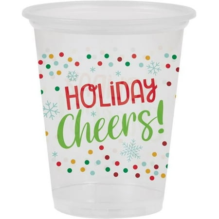 Creative Converting 353008 16 oz Holiday Fun Plastic Cup, Clear