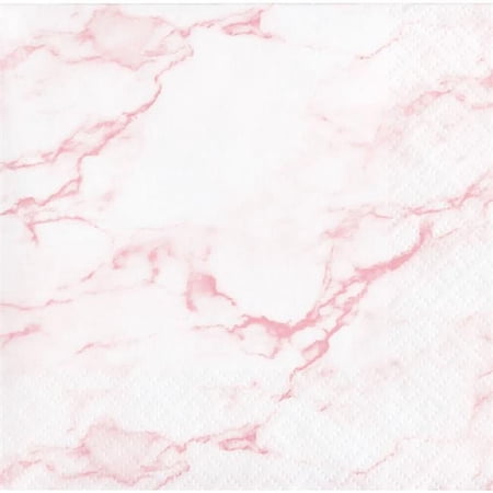 Creative Converting 353965 5 x 5 in. Marble Beverage Napkin, Pink & White