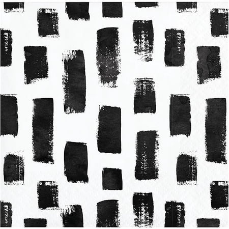 Creative Converting 354068 5 x 5 in. 3-Ply Beverage Napkin, Black & White