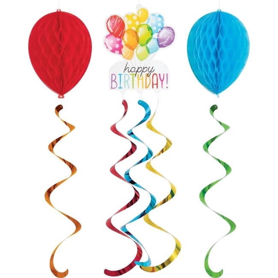 Creative Converting 357589 Balloon Bash Hanging Decor with HC & Danglers